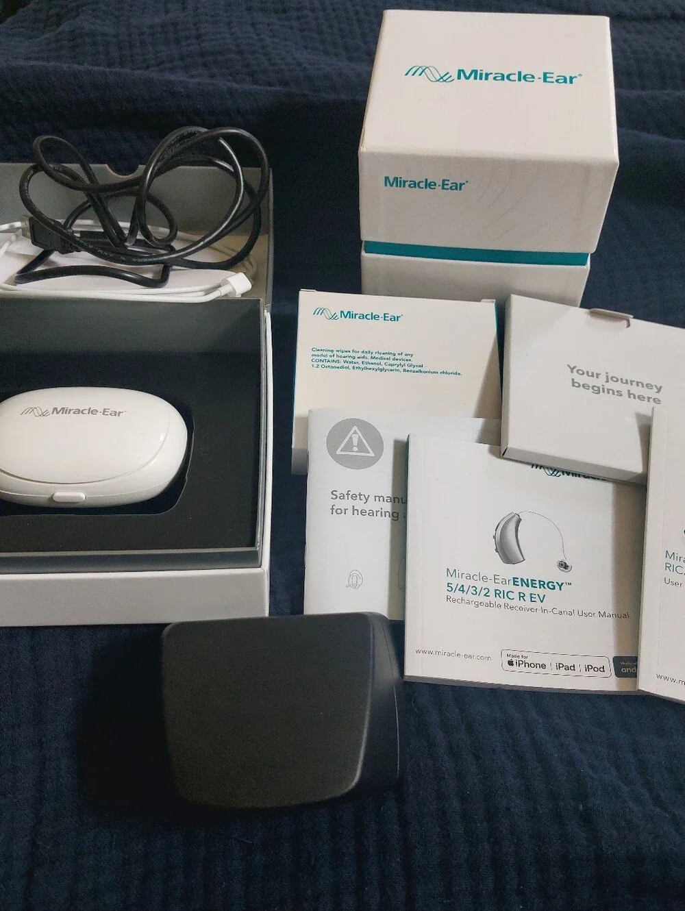 Miracle-Ear Black Rechargeable Hearing Aids with Charging Case